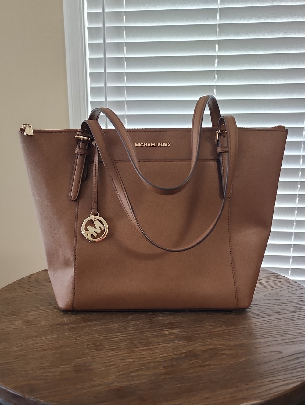 Michael Kors Brown Leather Tote with Gold Hardware